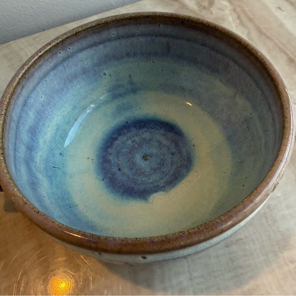 Handcrafted Ceramic Soup Mug in Blue and Brown by Iris Minc - Picture 4 of 11
